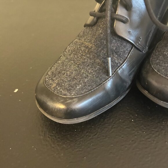 Clarks Kensett Darla Oxford Heels Womens Size 6.5 Black Grey Plaid Block Heel - Picture 2 of 8